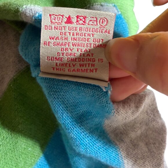 Boden Damen Cardigan green blue gray colorblock 6 cashmere blend - Picture 7 of 7